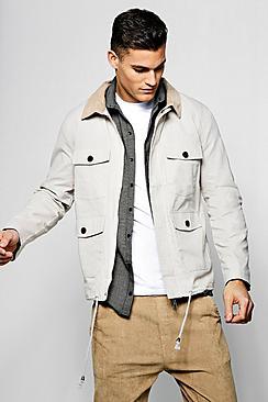 Boohoo Cord Collar Utility Coach Jacket
