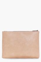 Boohoo Alexandra Zip Top Clutch Bag Nude