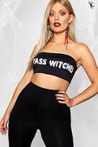 Boohoo Plus Yass Witches Printed Halloween Bandeau Top