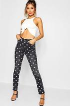 Boohoo High Waist Polka Dot Denim Skinny Jeans