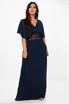 Boohoo Plus Isobel Lace Waist Button Maxi Dress