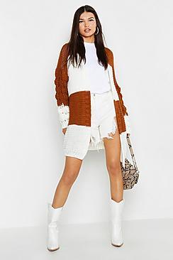 Boohoo Bobble Sleeve Colour Block Cardigan