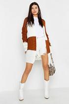 Boohoo Bobble Sleeve Colour Block Cardigan