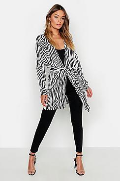 Boohoo Zebra Print Belted Kimono