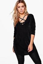 Boohoo Plus Cross Detail Tunic Top