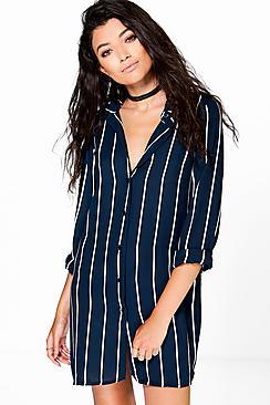 Boohoo Monica Stripe Woven Shift Dress