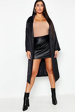 Boohoo Plus Trench Tie Waist Coat
