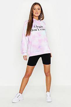 Boohoo Petite Tie Dye Legit Dont Care Oversized Hoody