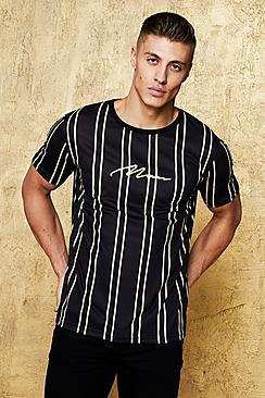 Boohoo Man Gold Stripe Print T-shirt