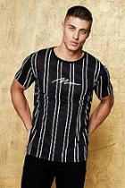 Boohoo Man Gold Stripe Print T-shirt