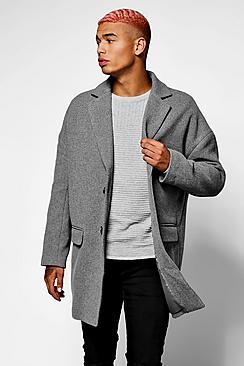 Boohoo Single Breasted Drop Shoulder Wool Mix Overcoat