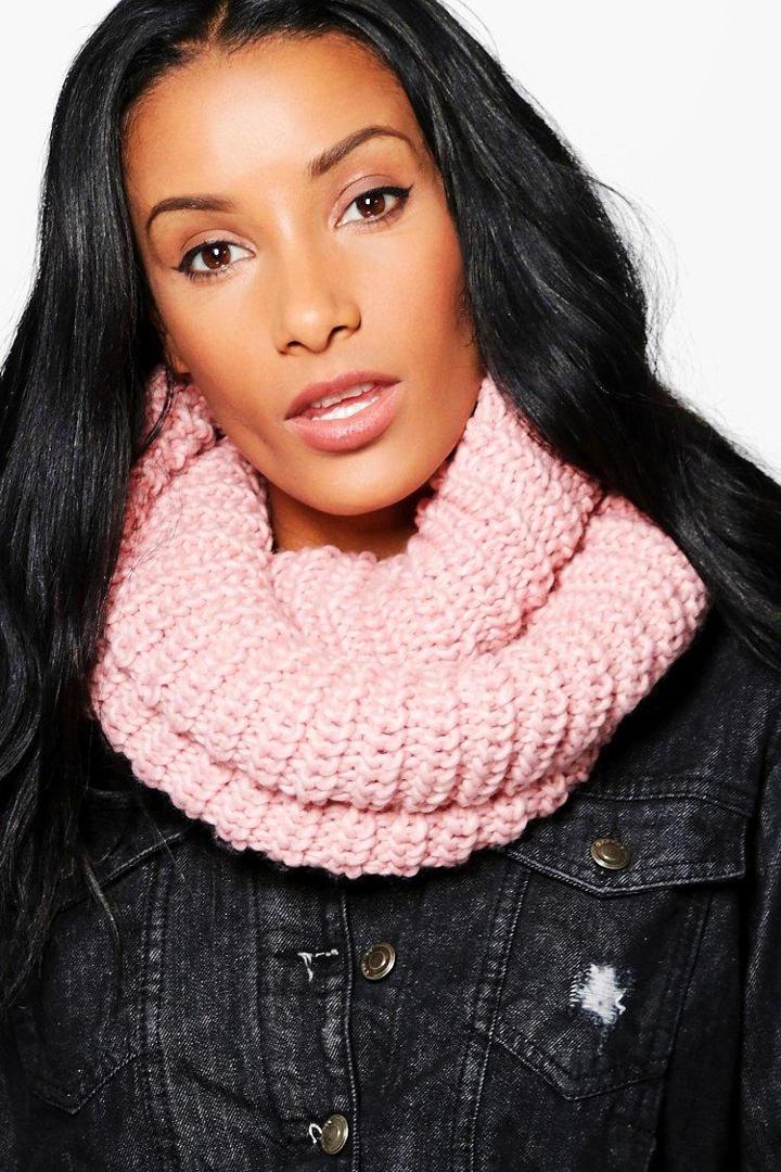 Boohoo Abigail Chunky Knit Snood Blush