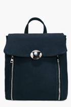 Boohoo Zoe Large Circle Clasp Zip Detail Backpack Black