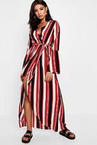 Boohoo Priya Nautical Stripe Wrap Maxi Dress