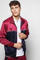 Boohoo Poly Tricot Track Top With Cotton Block