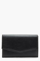 Boohoo Textured Envelope Clutch With Chain