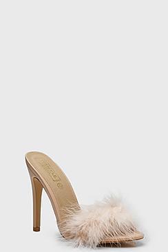 Boohoo Feather Mules