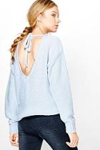 Boohoo Jessica Lace Up Plunge Back Soft Knit Jumper