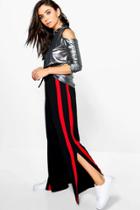 Boohoo Camellia Contrast Panel Wide Leg Relaxed Trousers Red