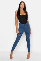 Boohoo High Rise All-inclusive Distressed Stretch Jeggings