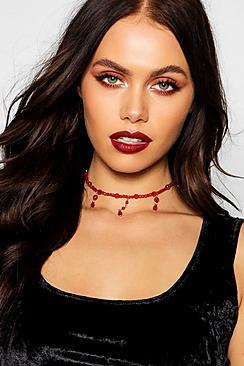 Boohoo Halloween Bead Blood Drip Choker