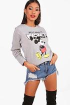 Boohoo Walt Disney Mickey Print Sweatshirt