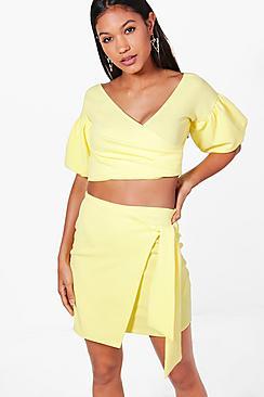 Boohoo Cindy Ruffle Sleeve Crop & Skirt Co-ord