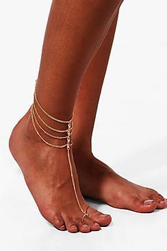 Boohoo Louisa Diamante Detail Harness Anklet