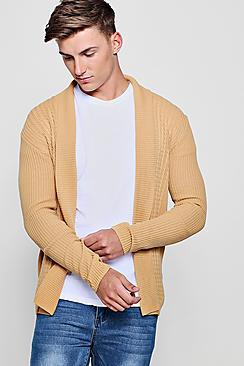 Boohoo Mini Cable Knit Edge To Edge Cardigan