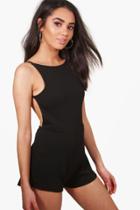 Boohoo Petite Renee Backless Cut Out Playsuit Black