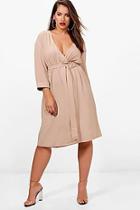 Boohoo Plus Molly Ring Belted Wrap Dress