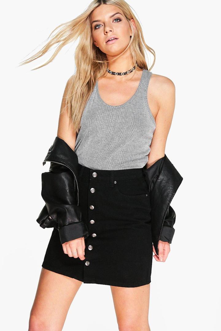 Boohoo Amanda 5-pocket Denim Skirt Black