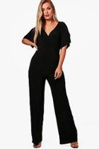 Boohoo Plus Slinky Kimono Sleeve Jumpsuit