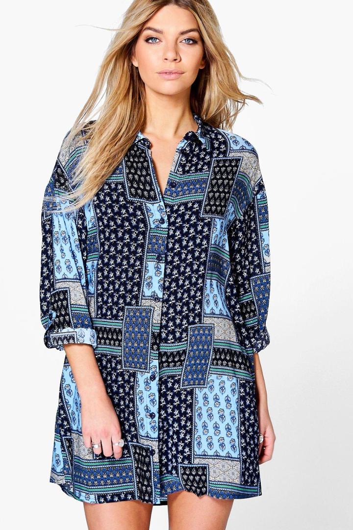 Boohoo Penny Paisley Shirt Dress Multi