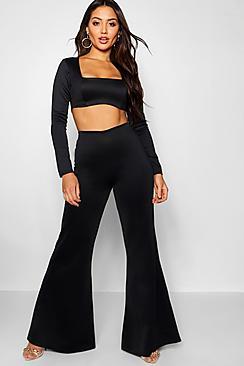 Boohoo Wide Leg Flare Trouser