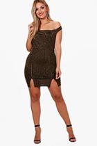 Boohoo Plus Lorna Metallic Stripe Mini Dress