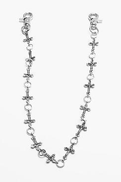 Boohoo Silver Jeans Chain With Cross Links