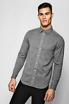 Boohoo Heavyweight Flannel Long Sleeve Shirt