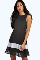Boohoo Eva Monochrome Panel Woven Skater Dress