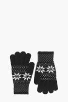 Boohoo Snowflake Fairisle Gloves Black