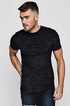 Boohoo Muscle Fit Suedette T-shirt With Curve Hem