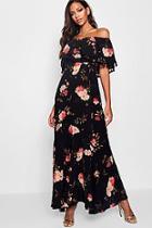 Boohoo Kate Off The Shoulder Tassel Trim Maxi Dress