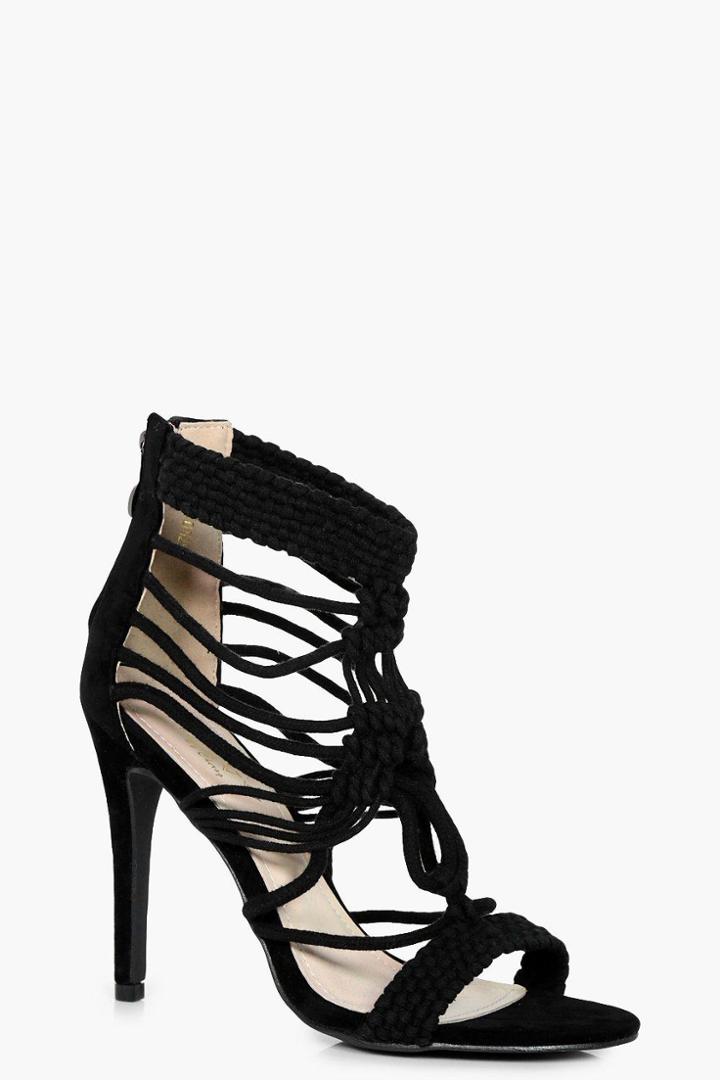 Boohoo Kayla Cage Detail Heel Black