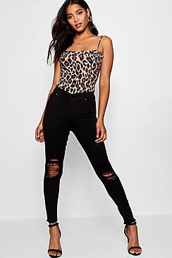 Boohoo Jessie High Waist Distress Skinny Jeans