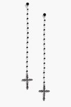 Boohoo Hannah Beaded Cross Drop Earrings Silver