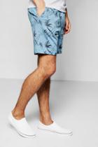 Boohoo Palm Print Jersey Shorts Blue