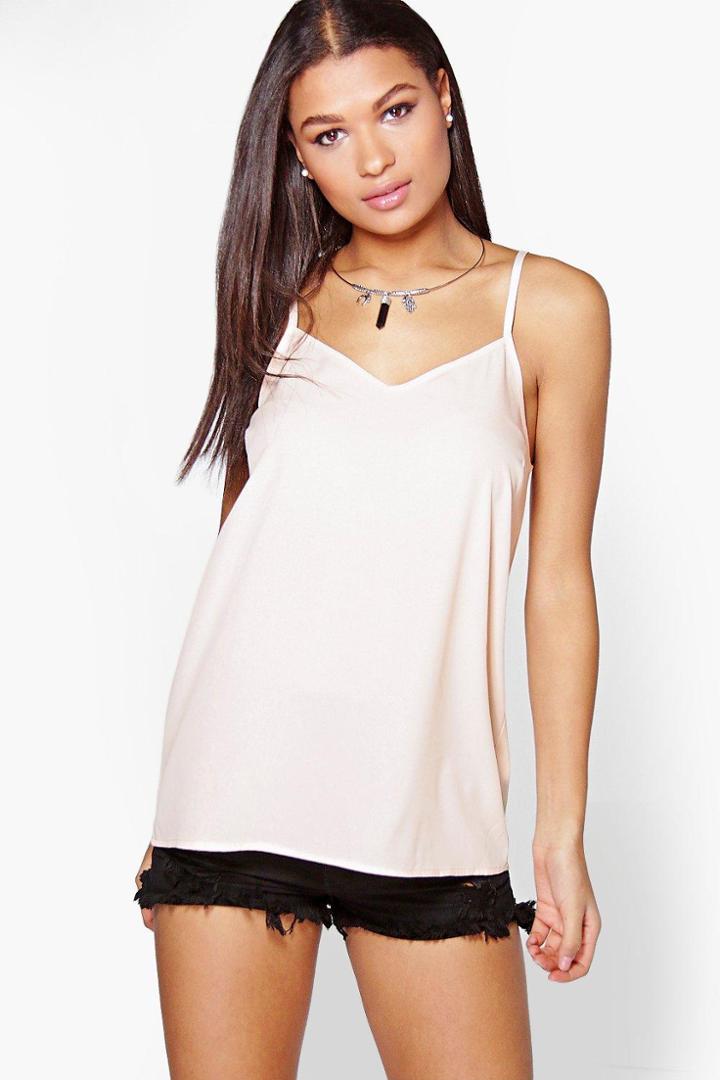 Boohoo Jane Woven Solid Cami Nude