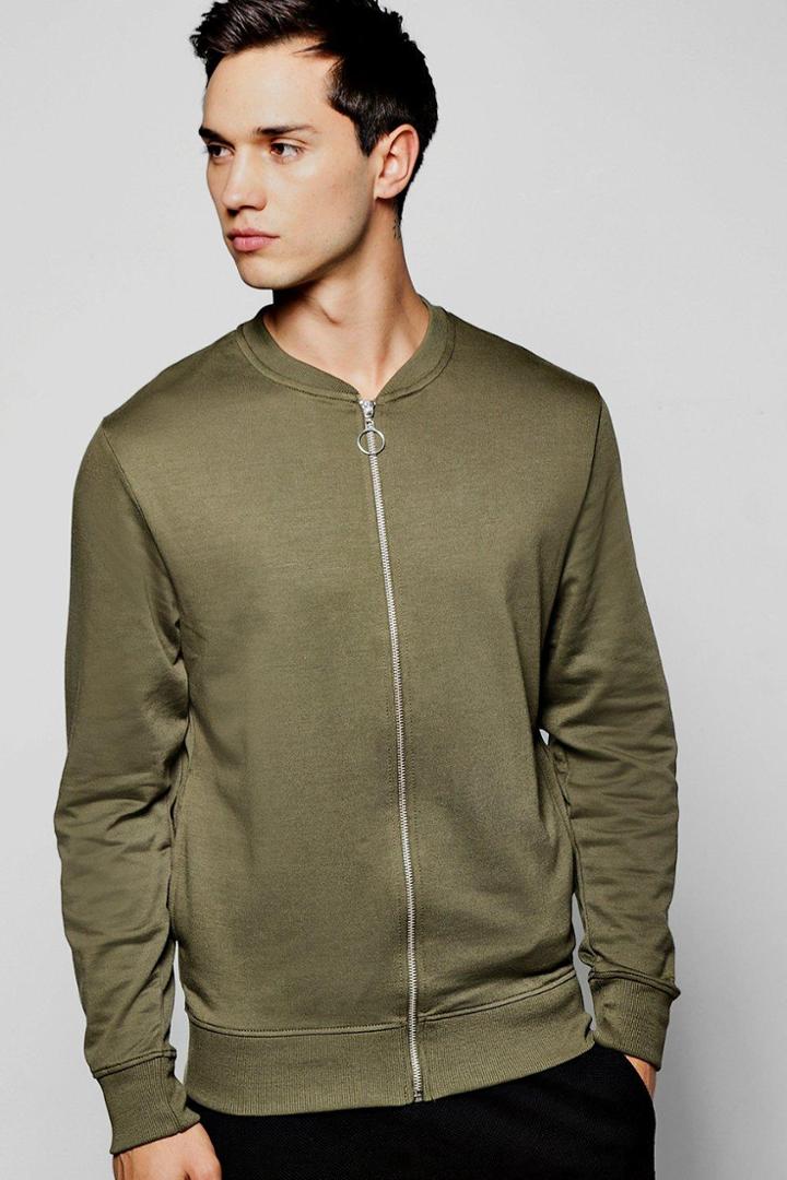 Boohoo Jersey Bomber In Burnt Olive Olive