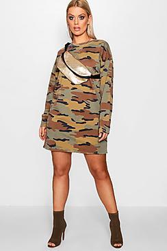 Boohoo Plus Alice Camo Sweat Dress