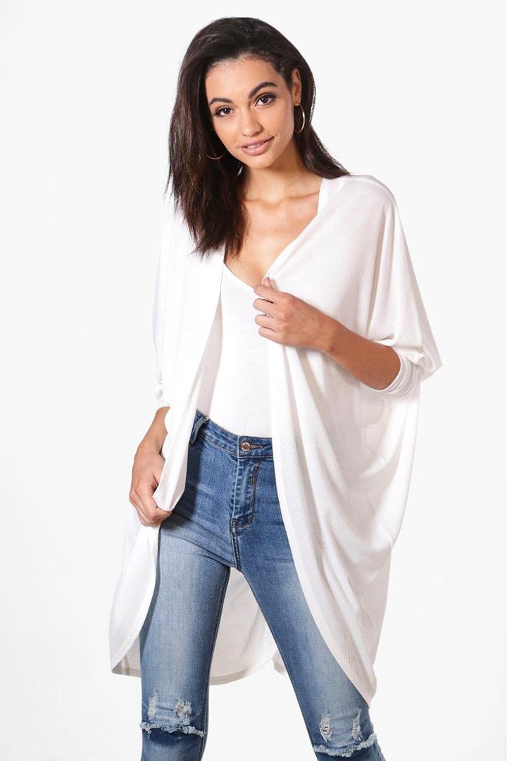 Boohoo Kaley Batwing Cocoon Kimono White